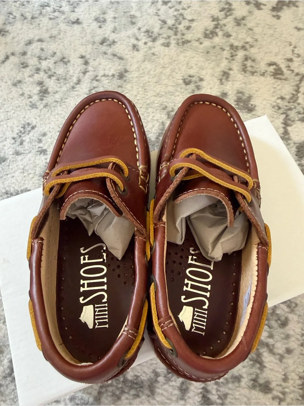 Kids Brown Leather Boat Shoes - Classic Lace-Up handmade in Spain EU 27